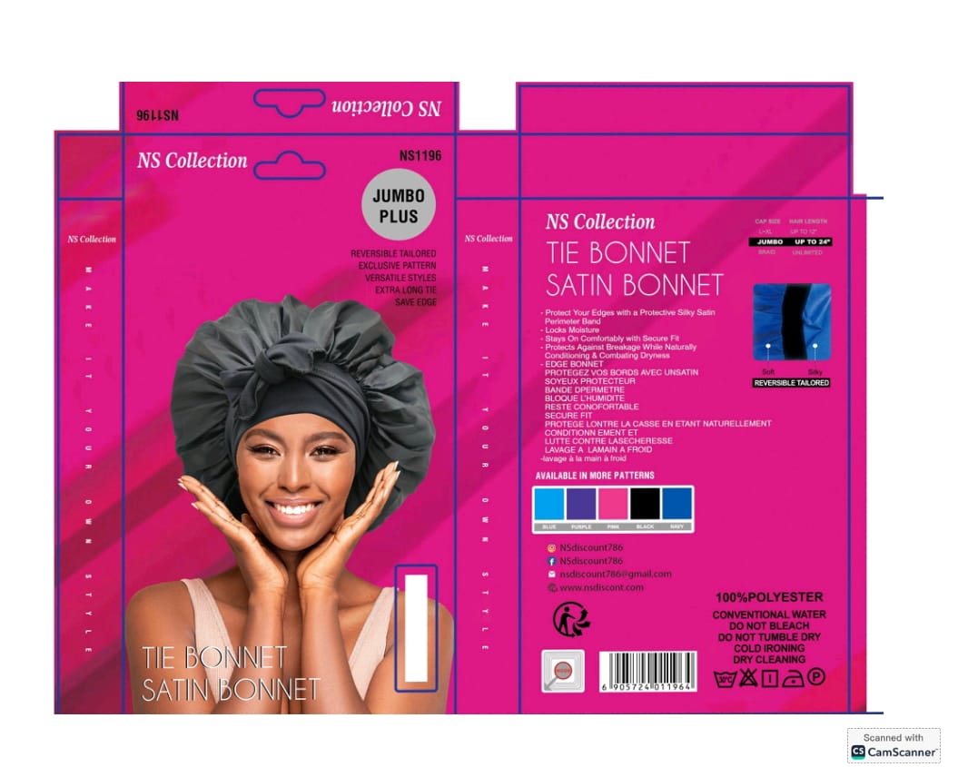 NS Collection TIB BONNET SATIN BONNET NS 1196