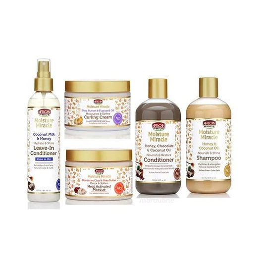 AFRICAN PRIDE PACK MOISTURE MIRACLE MIEL, COCO, KARITÉ ET DÉFINITION BOUCLES