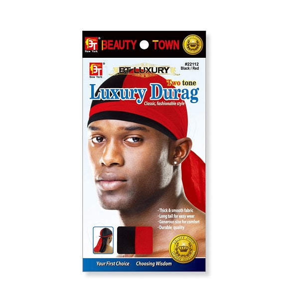 Bonnet Luxury Durag Deux temps Noir & Rouge #22112 Beauty Town