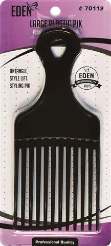 Eden: 1pc Plastic Hair Pik Black *Blister* Peigne Afro Plastic (70112)