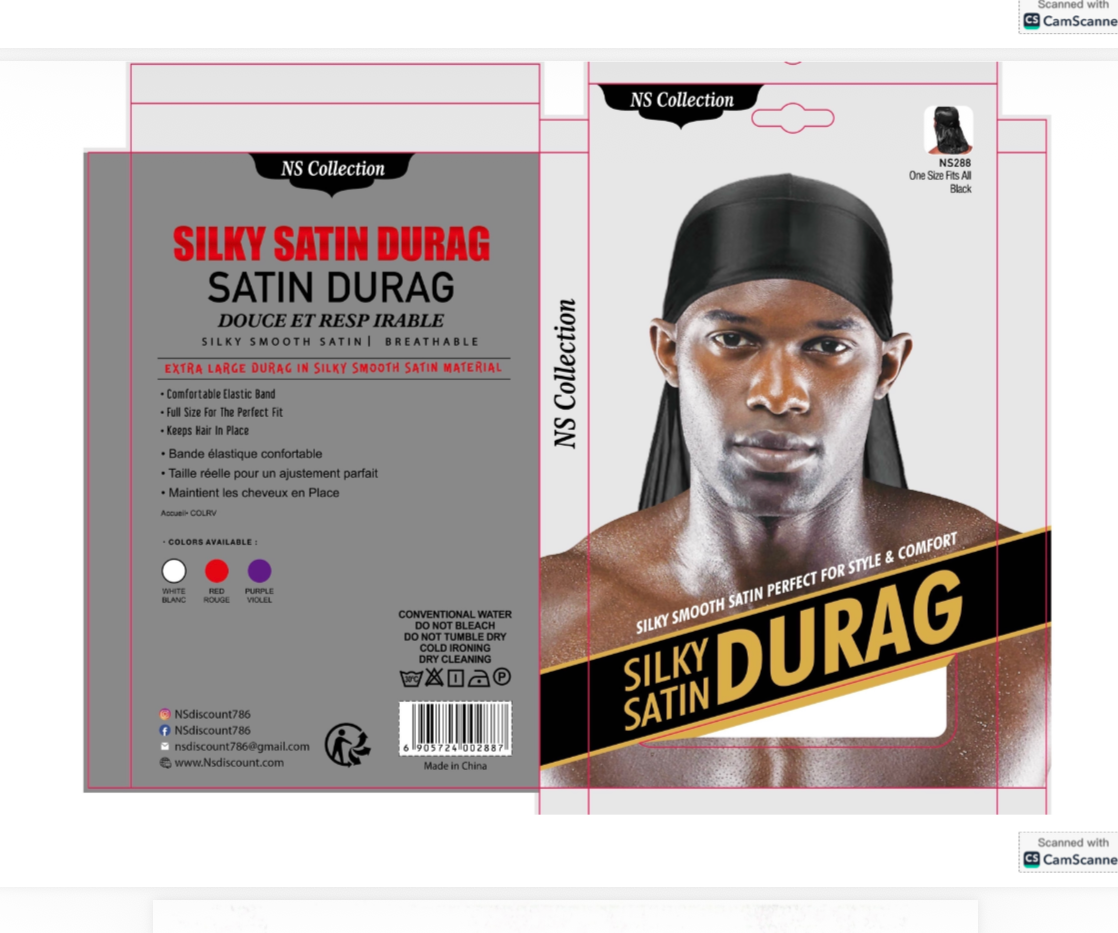 Ns Collection Silky Satin Durag  # NS288