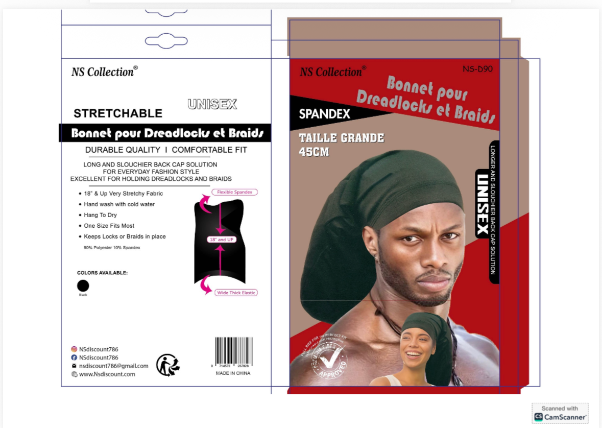 Ns Collection Bonnet Dreadlocks Braid #ns d90