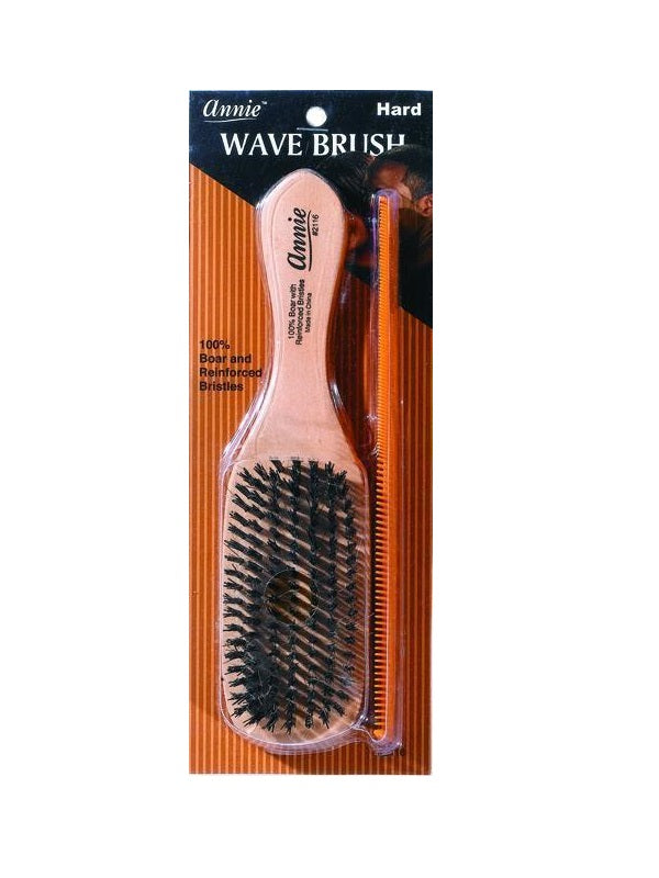 Brosse Cheveux Dure Annie Hard Wood Wave Brush With Comb #2116