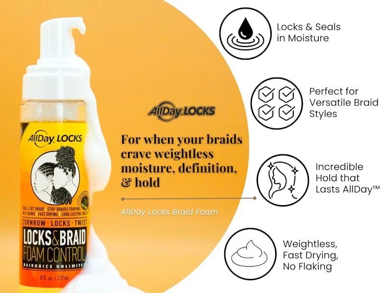 AllDay Locks Braid Foam MOUSSE 8oz