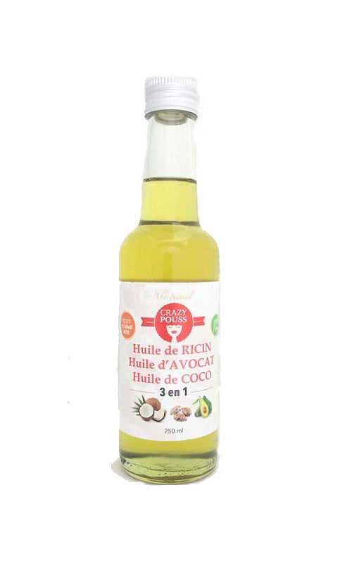 Huile Capillaire Huile 3 En 1 Ricin Avocat Coco 250ml Crazy Pouss