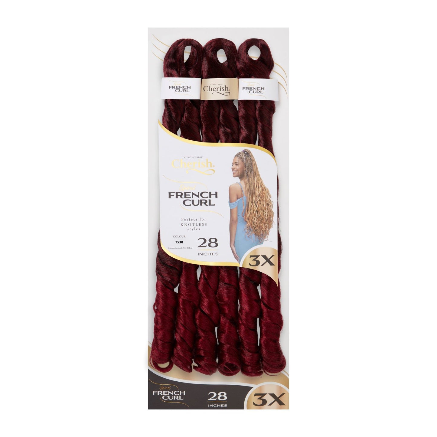 Crochet Braid Semi Naturel Spiral French Curl 28" 3X Cherish