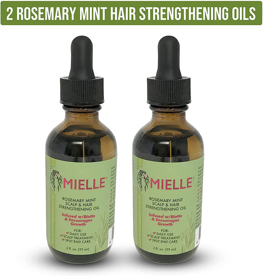 Mielle Organics Lot de 2 huiles de croissance à la menthe et au romarin pour renforcer le cuir chevelu et les cheveux