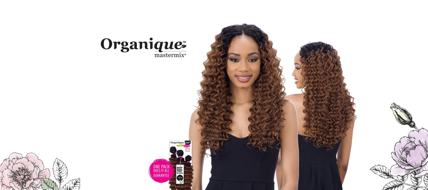 Tissage Semi Naturel Complet Pour 1 Tête Organique Deep Wave 3pcs 18”20”22” Freetress