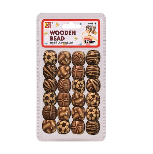 Pearl Cheveux Bois Avec Motif 17mm #7578 Beauty Town
