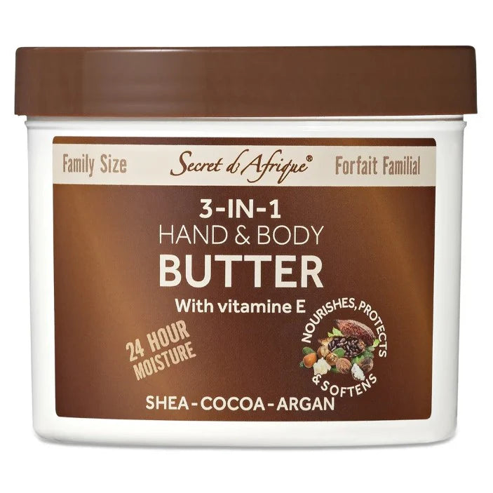 Crème corporelle 3n1 au beurre de cacao , karité , argan Secret d’Afrique 3 in 1 Hand & Body Butter 700g