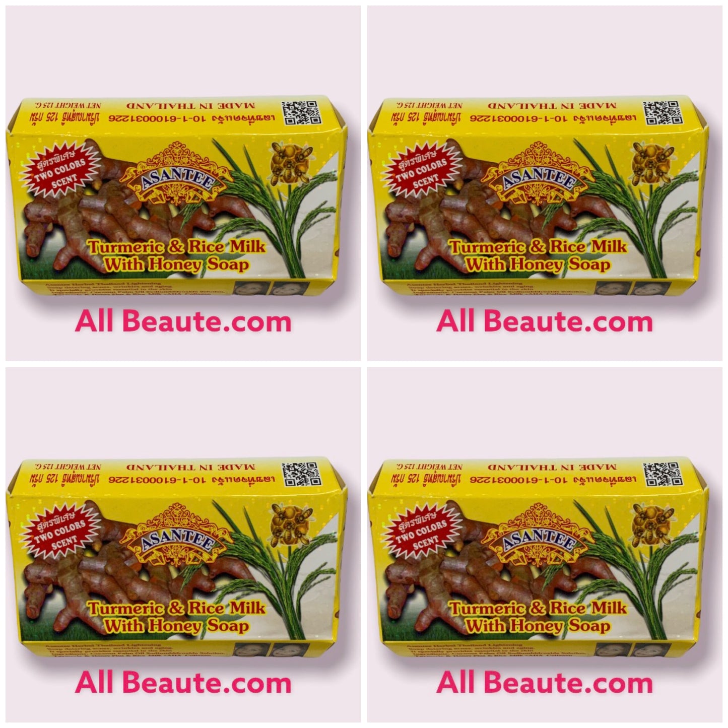 Pack de 4 Asantee Savon Au Curcuma Et Lait Au Riz Tumeric Rice Milk Soap 125g