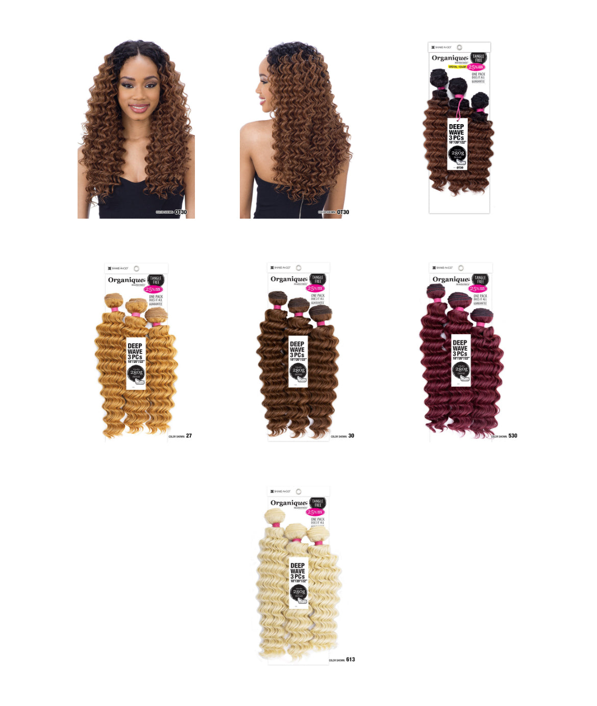 Tissage Semi Naturel Complet Pour 1 Tête Organique Deep Wave 3pcs 18”20”22” Freetress