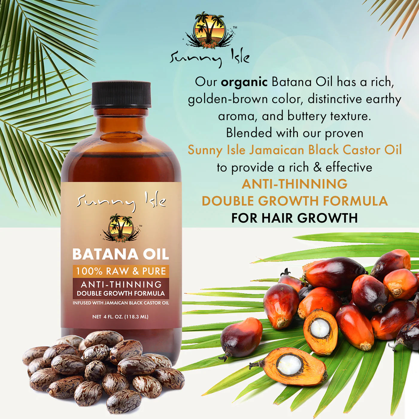 Sunny Isle Batana Oil Infused with Jamaican Black Castor Oil 4oz