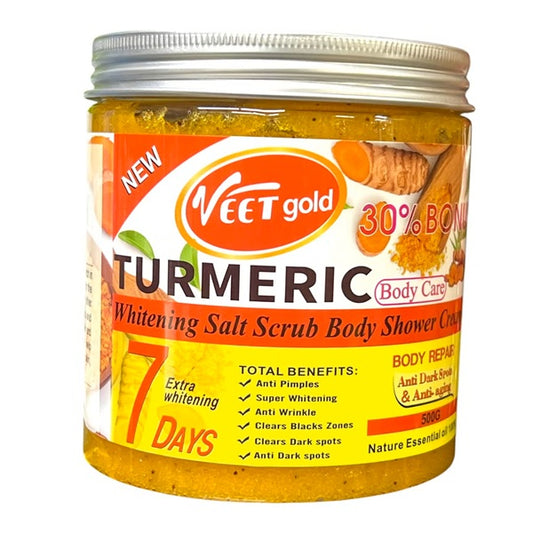 VEETGOLD Turmeric Whitening Salt Scrub Body Shower Cream.