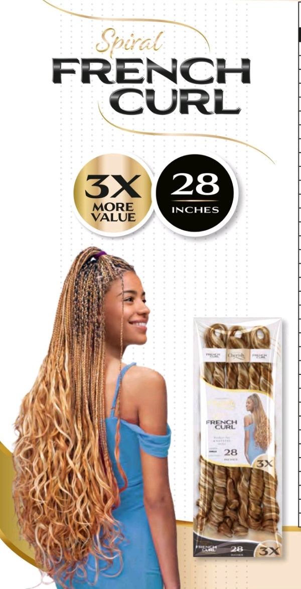Crochet Braid Semi Naturel Spiral French Curl 28" 3X Cherish