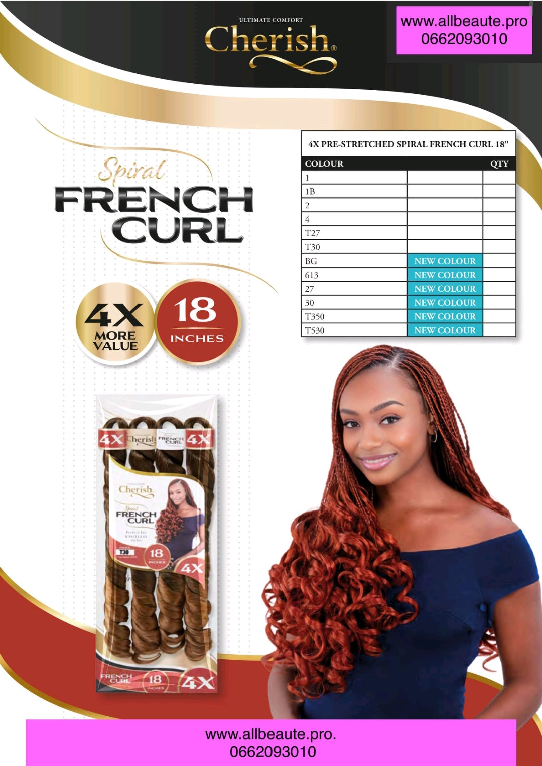 Crochet Braid Semi Naturel Spiral French Curl 18″ 4X Cherish