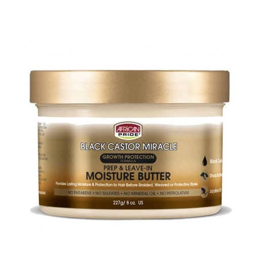 African Pride Black Castor Miracle Prep Leave-in Moisture Butter
