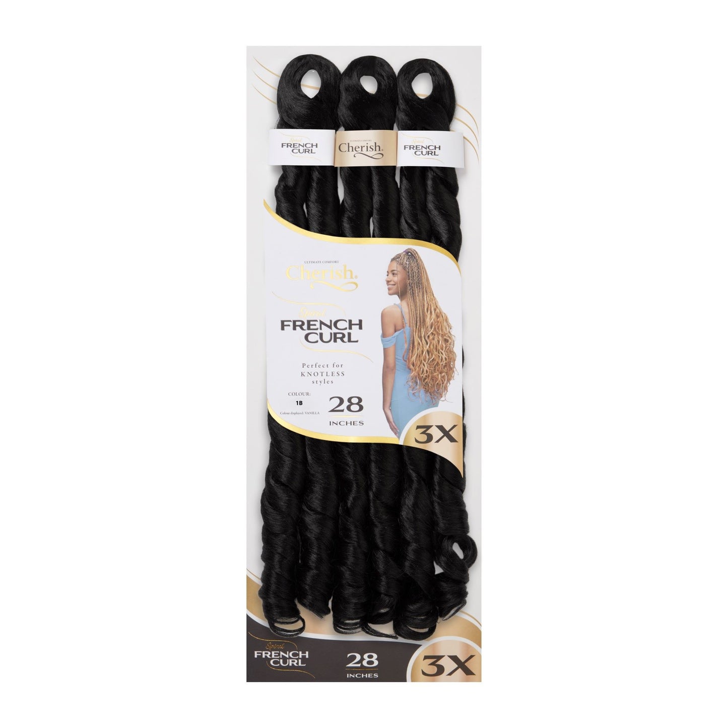 Crochet Braid Semi Naturel Spiral French Curl 28" 3X Cherish