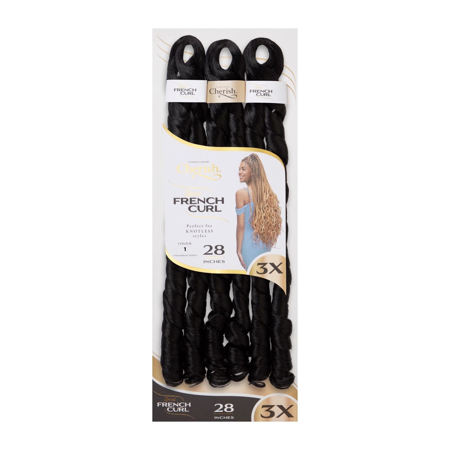 Crochet Braid Semi Naturel Spiral French Curl 28" 3X Cherish