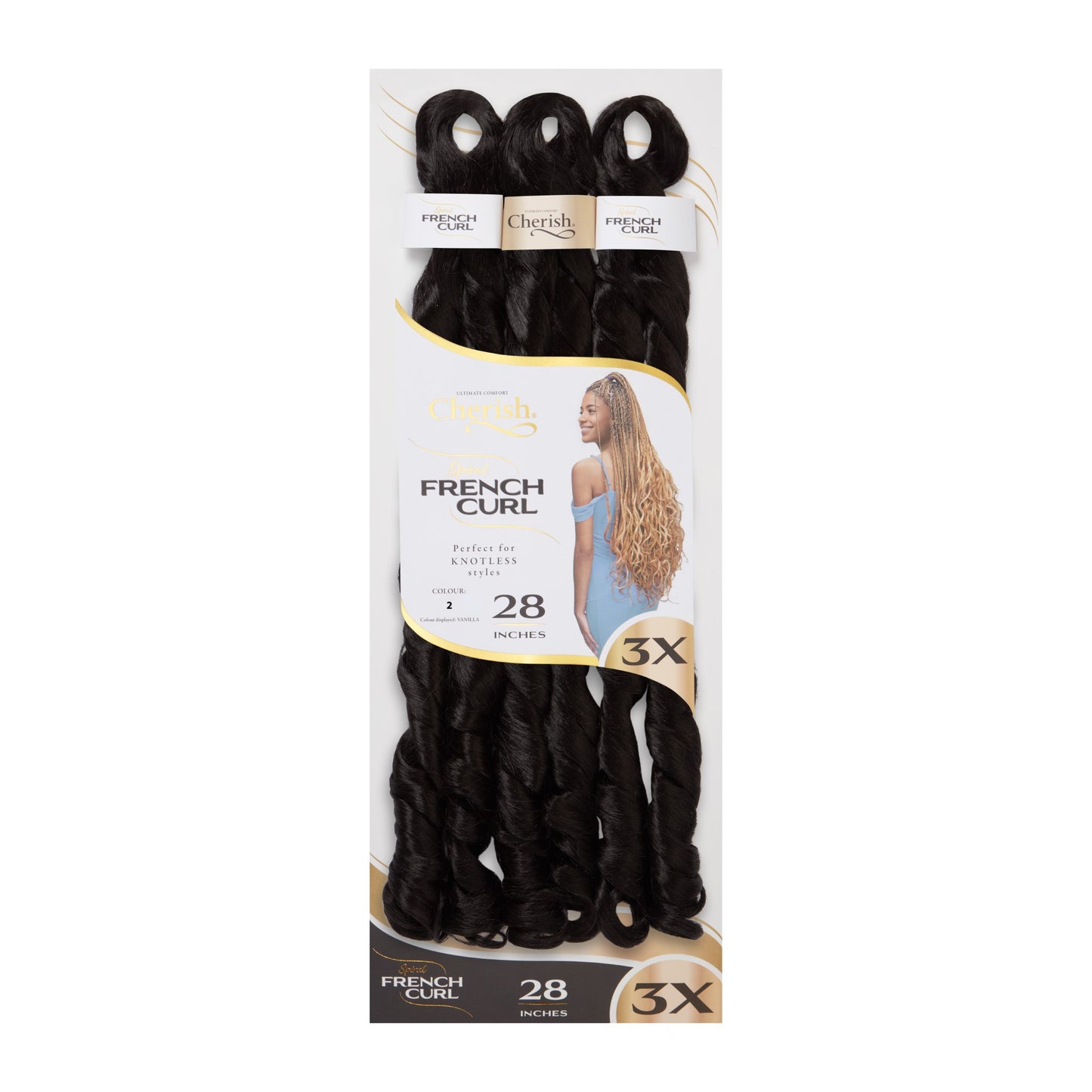 Crochet Braid Semi Naturel Spiral French Curl 28" 3X Cherish