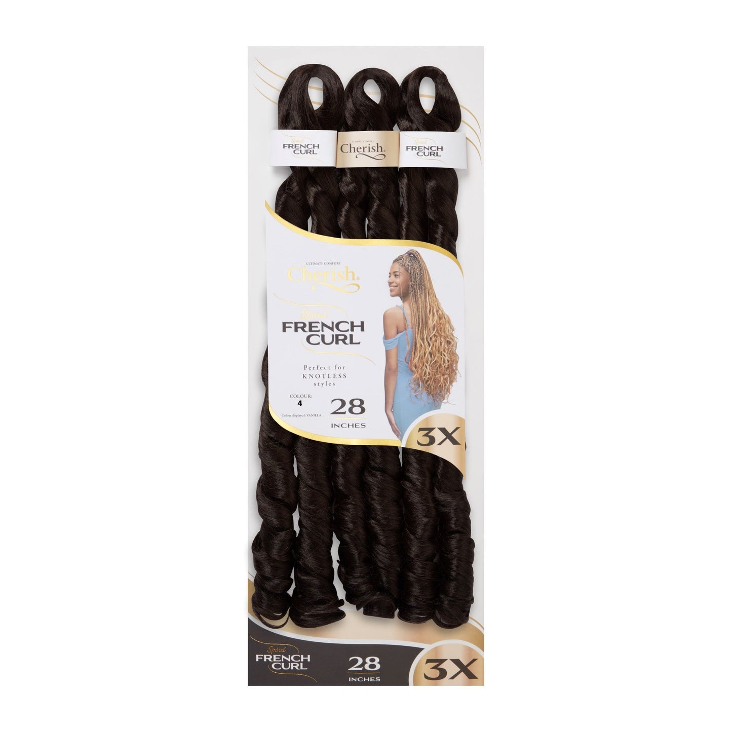 Crochet Braid Semi Naturel Spiral French Curl 28" 3X Cherish