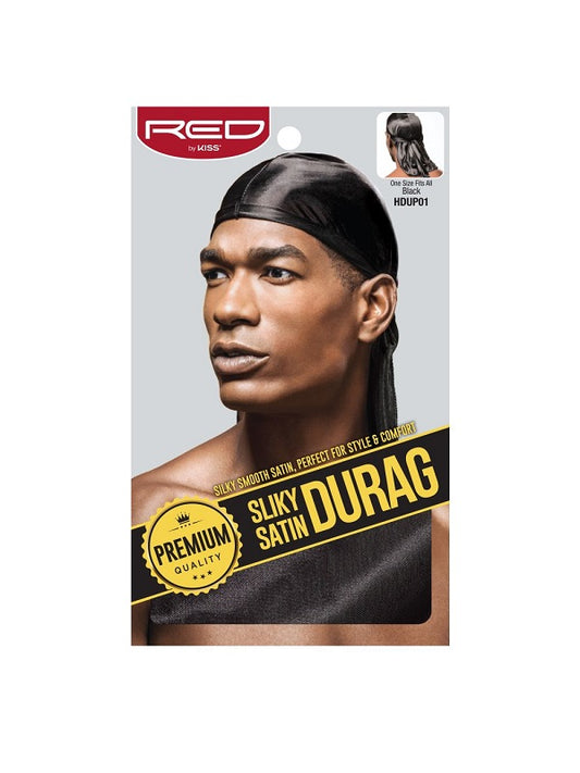 Durag Satin Silky Couleur Noir Red By Kiss (HDUP01)