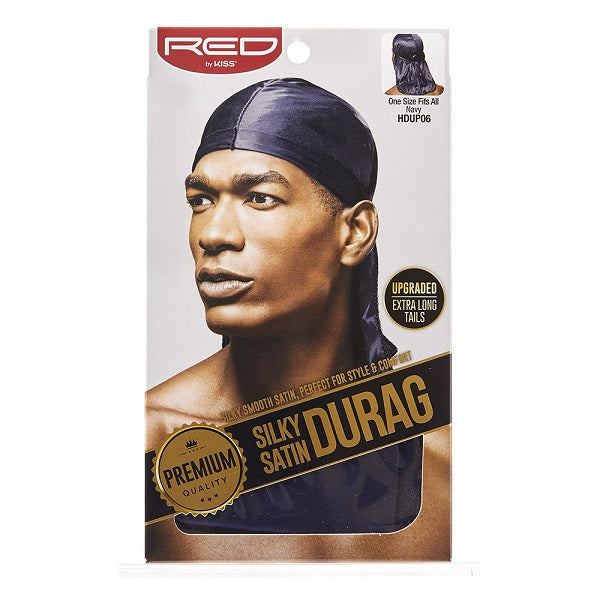 Durag Bleue Marine Silky Satin Durag Navy Red By Kiss HDUP06