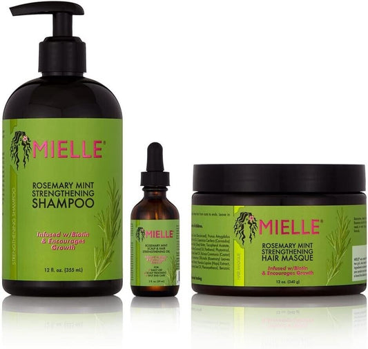 Mielle Organics Romarin Renforcè Shampooing & Masque & Scalp Huile pack 3