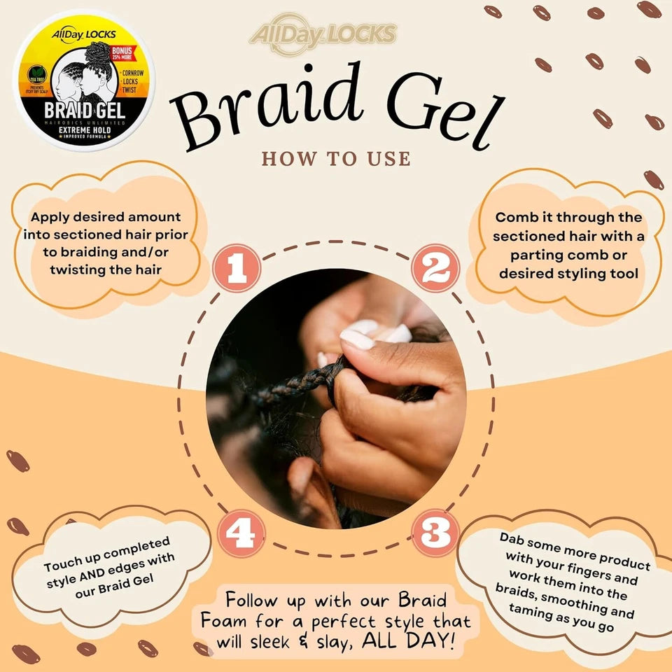 AllDay Locks Braid Gel 15oz