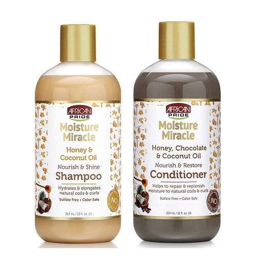 African Pride Moisture Miracle Honey & Coconut oil Shampoing + Apres-Shampoing